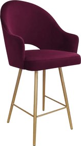 Hoker Velvet krzesło barowe tkanina Welur podstawa metalowa : Kolor nogi - Złota stożek, Kolor tkaniny - VELVET - MG02, Typ siedziska - Siedzisko stałe