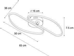Designerska lampa sufitowa matowa czarna 65 cm 3-stopniowa ściemnialna 2-punktowa - PepeDesignerski Oswietlenie wewnetrzne