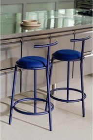 Niebieski metalowy hoker (wysokość siedziska 68 cm) Hogo – noo.ma