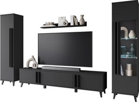 MINIO go for it, Meblościanka HURON II congo/czarny z oświetleniem LED