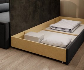 Sofa rozkładana z funkcją spania FULGEO czarna/szara prawa ELTAP