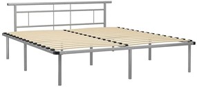 Szare metalowe łóżko małżeńskie 200x200 cm - Nikel