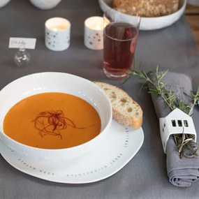 Biały porcelanowy talerz MERRY CHRISTMAS