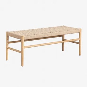 Ławka 120 Cm Z Drewna Dębowego I Plecionego Sznurka Mara Naturalna - Sklum