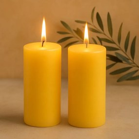 Zestaw świec filarowych, 25 cm, Ø 10 cm, żółte, 2 szt.