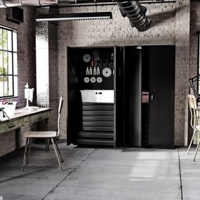 Szafa warsztatowa z szufladami Darek All Black 92x50x185 cm czarna