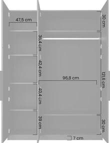 Szafa Asha 150 cm z metalowymi uchwytami - kaszmir / kaszmirowe uchwyty