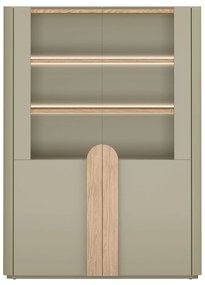 Witryna Amilio do salonu 100 cm - eukaliptus / dąb baltic dune / uchwyty dąb naturalny