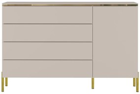 Komoda z 4 szufladami i 1 szafką - Beżowy i złoty - VUKIA marki Pascal Morabito