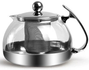 Monzana Zestaw do herbaty z sitkiem TEA 1,2L + 4 filiżanki, przezroczysty, srebrny
