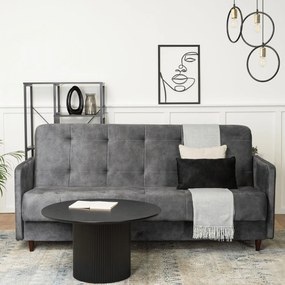 Sofa z Funkcją Spania TIVOLI Wersalka Rozkładana Dwuosobowa Szara Welurowa Nowoczesna do Salonu