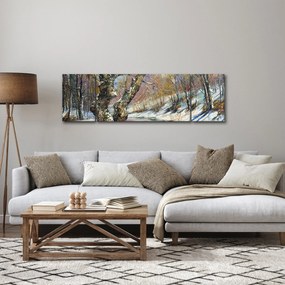 Obraz namalowanego zimowego krajobrazu (170x50 cm)