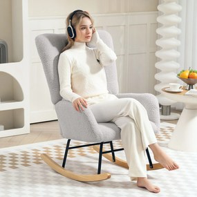 HOMCOM Fotel huśtawkowy, miękki pokrowiec, grube poduszki, antypoślizgowy, Jasnoszary