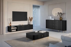 Komoda z szufladami Vesper 160 cm - czarny / złote nogi