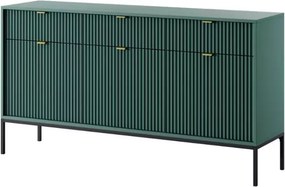 Cubero komoda 3 szuflady 154 cm nowoczesna ryflowany front metalowe nóżki