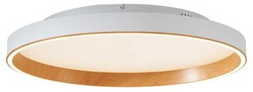 Designerska lampa sufitowa biała z drewnem 60 cm z wbudowaną diodą LED i 3-stopniowym przełącznikiem - IngoDesignerski Oswietlenie wewnetrzne