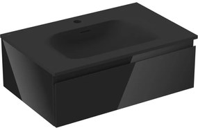 Mexen Orio szafka łazienkowa 70 cm z umywalką Vela, 1 szuflada, czarna połysk/czarna mat - 91A10-07023-1-BF70-W23M71