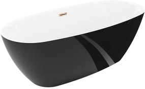 Mexen Luvo Slim wanna wolnostojąca 170 x 75 cm, biała/czarna, przelew różowe złoto - 52801707575-60