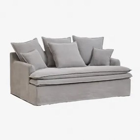 Sofa Lounge Grace Z Lnu I Bawełny Tkaniny Dark Grey - Sklum