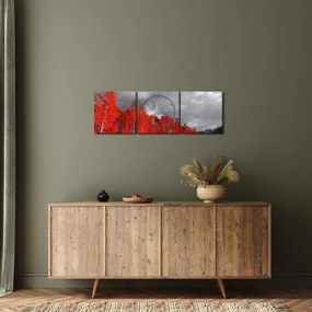 Obraz - Drzewa w kolorze jesieni (z zegarem) (90x30 cm)
