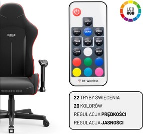 Fotel gamingowy z oświetleniem LED na pilot Diablo X-Starter czarny