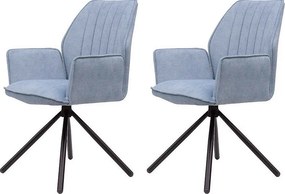 Zestaw krzeseł 2 szt. - tkanina i czarny metal - jasnoszary - JANSON