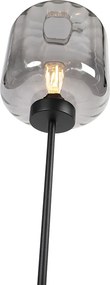 Designerska lampa podłogowa czarna z przydymionym szkłem - Qara