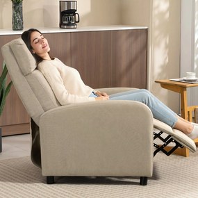 HOMCOM Fotel relaksacyjny z funkcją leżanki, wysuwany podnóżek, kieszeniowy system sprężyn, do 150 kg, beżowy | Aosom PL