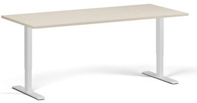 Biurko z regulacją wysokości, 180x80 cm, 2 silniki, biała podstawa, brzoza