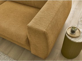 Musztardowa rozkładana sofa do spania z tkaniny szenilowej 220 cm Hugo – Bobochic Paris