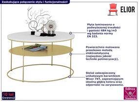 Okrągły stolik kawowy z półką biały - Karolis 3X