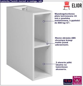 Wąski biały regał półka łazinkowa 20 cm C0-E52
