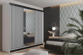 Szafa przesuwna z lustrem lamele MALANI 200 - biały