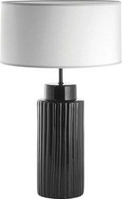 Lampa sto?owa CERAMIC styl klasyczny - E27 15W - Wysoko?? 63,5 cm - bawe?niany aba?ur ø38 cm - IP20 - kabel 2 m - on&off - ceramiczny - czarno-bia?y