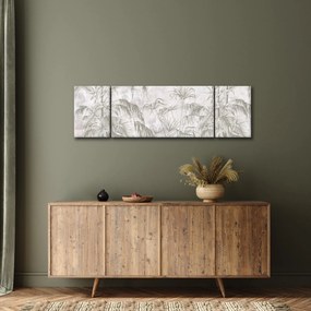 Obraz - Tropikalne rośliny na ścianie w kolorze szarym (170x50 cm)