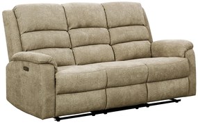 Kanapa 3-osobowa z elektryczną funkcją relax z tkaniny taupe  ze stolikiem NEVERS