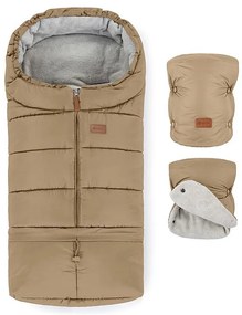 PETITE&MARS - Zestaw śpiwór 3w1 JIBOT + mufki do wózka brązowy