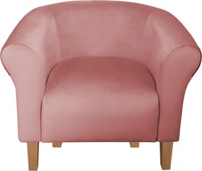 Fotel Milo tkanina Welur wygodny fotel tapicerowany do salonu i sypialni : Kolor nogi - Drewno, Kolor tkaniny - VELVET - MG58, Wysokość nogi - 15 cm