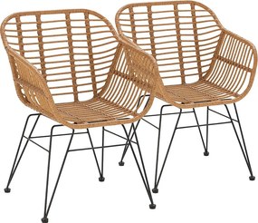 Pakiet dwóch krzeseł do jadalni lub ogrodu Elda Ratan/Czarny