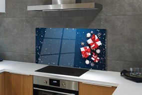 Szklany Panel Śnieżna Kompozycja z Prezentami