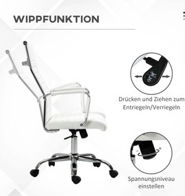 Vinsetto Fotel biurowy obrotowy regulacja wysokości skóra PU biały 54x62x114cm | Aosom PL