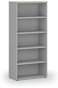 Regał biurowy PRIMO GRAY, 1781 x 800 x 420 mm, szary/dąb naturalny