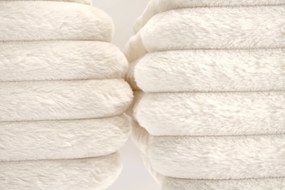 Pufy, zestaw 2 sztuk kremowo/złote FIDO ze schowkiem, plusz