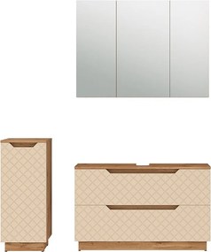 Zestaw mebli łazienkowych dąb/kaszmir ze strukturą płytek 99.4x32x62.5 lotta