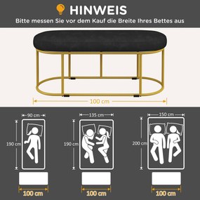 HOMCOM Ławka Aksamitna do Sypialni i Korytarza Elegancka Tapicerka do Makijażu Wysoki Komfort | Aosom PL