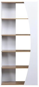 Biblioteczka z 5 półkami - Biały i Naturalny - JILORA
