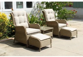 Jasnobrązowy zestaw mebli ogrodowych z imitacji rattanu dla 2 osób Valencia – Garden Pleasure