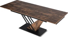 Stół Rozkładany Prostokątny REX 160-220 cm Dąb Rustykalny/Czarny do Jadalni Nowoczesny Loft