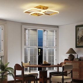 HOMCOM Lampa sufitowa LED 40W 4300LM 3500K/4500K/6000K Lampa sufitowa 3-ringowa, 48 x 46 x 13 cm, złoty