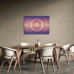 Obraz na szkle - Mandala na fioletowym gradiencie (70x50 cm)